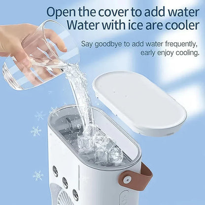 Double Head Mist Cooling Fan with Remote | 3-Speed USB Rechargeable Air Cooler for Desk & Bedroom (1 Pc  With Remote)