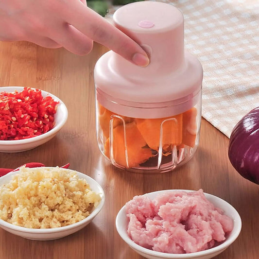 Electric Mini Garlic Chopper 250ml | USB Rechargeable Food Chopper with Stainless Steel Blades | Portable Kitchen Grinder