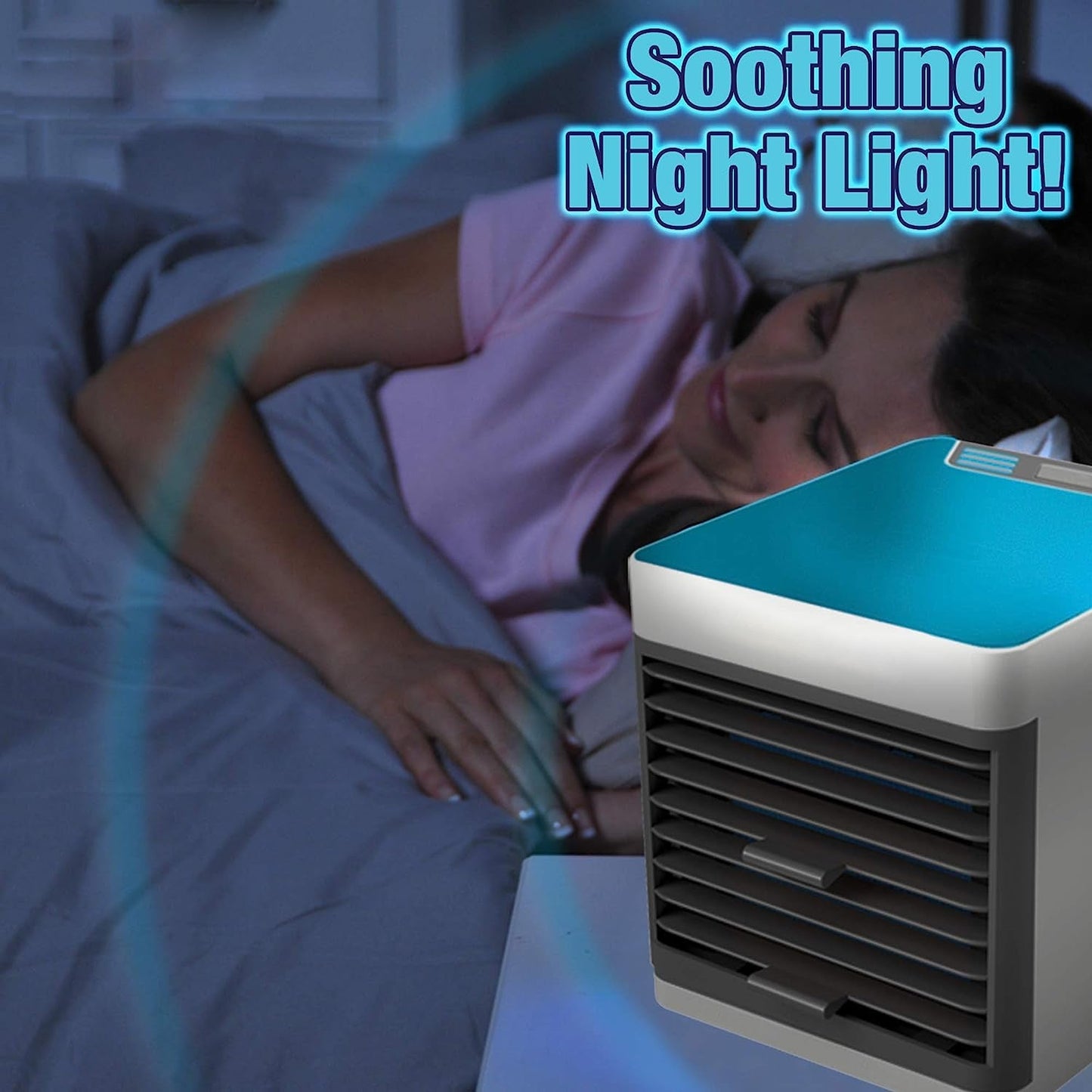 Mini Portable Air Cooler with LED Light | USB Personal AC Fan for Desk, Bedroom & Office