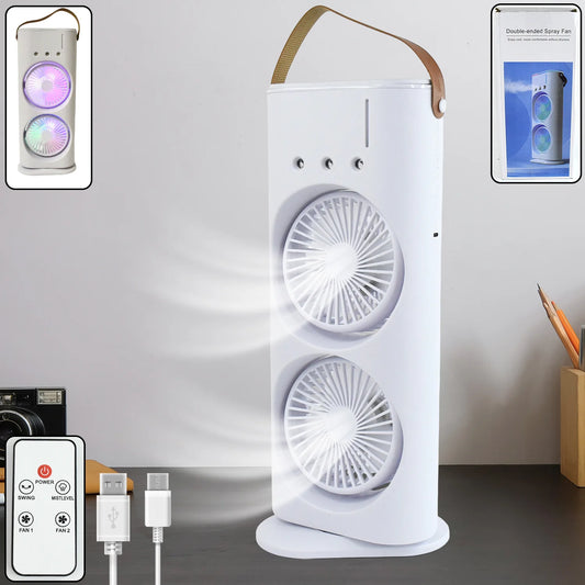 Double Head Mist Cooling Fan with Remote