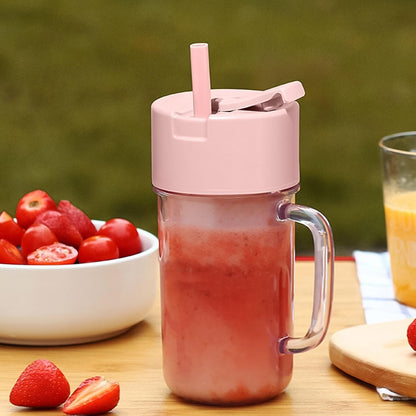 Portable USB Rechargeable 6-Blade Juicer Blender – 420ml Travel Smoothie Maker with Handle & Straw