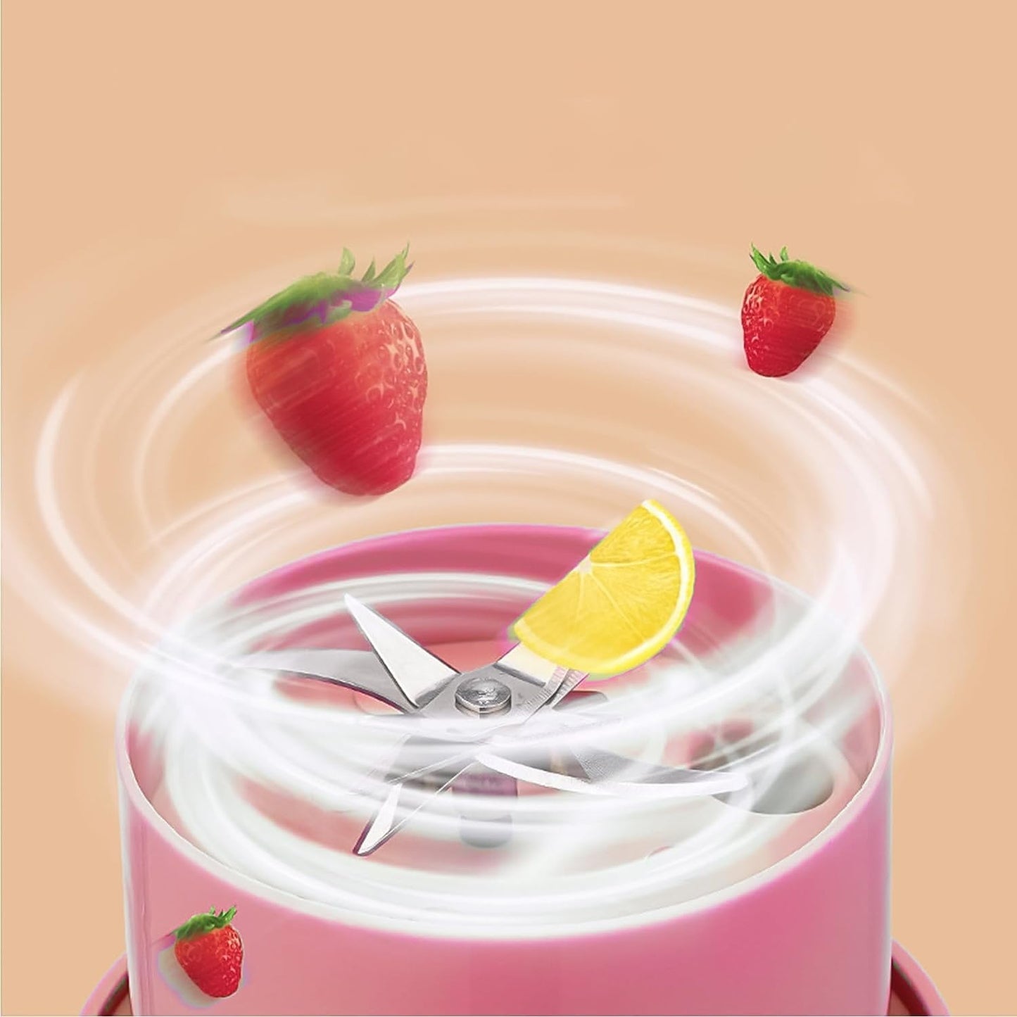 Portable USB Rechargeable 6-Blade Juicer Blender – 420ml Travel Smoothie Maker with Handle & Straw