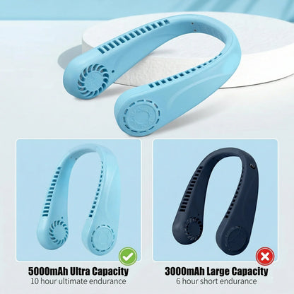 Rechargeable Hanging Neck Fan – Hands-Free Portable Cooling Fan (1 Pc)
