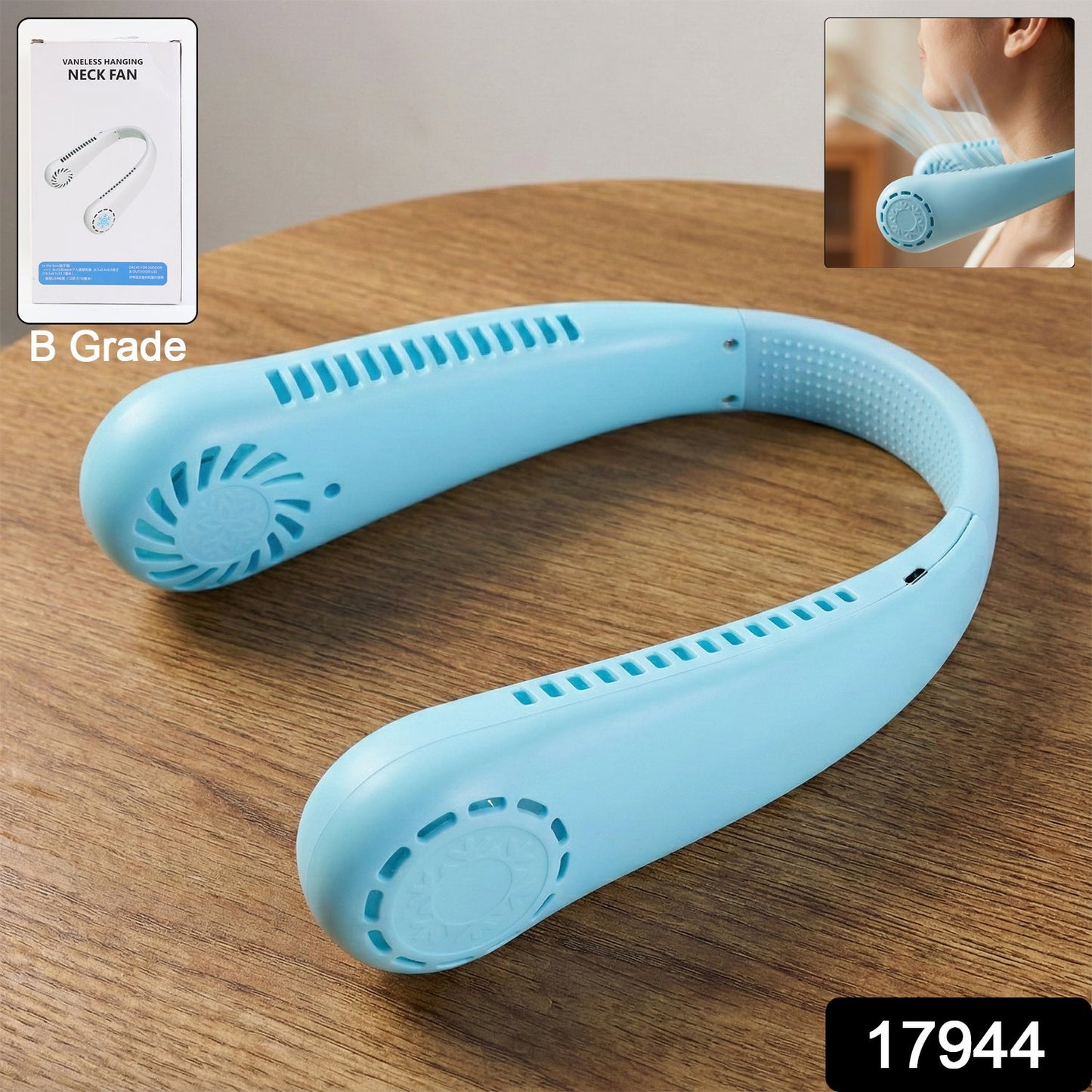 Rechargeable Hanging Neck Fan – Hands-Free Portable Cooling Fan (1 Pc)