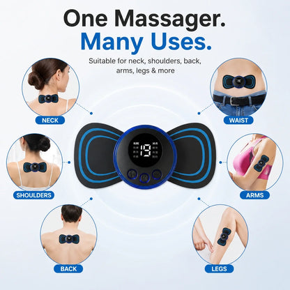 EMS Neck Massager USB Rechargeable | Portable Cervical & Body Pain Relief Massager with 8 Modes