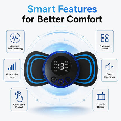 EMS Neck Massager USB Rechargeable | Portable Cervical & Body Pain Relief Massager with 8 Modes
