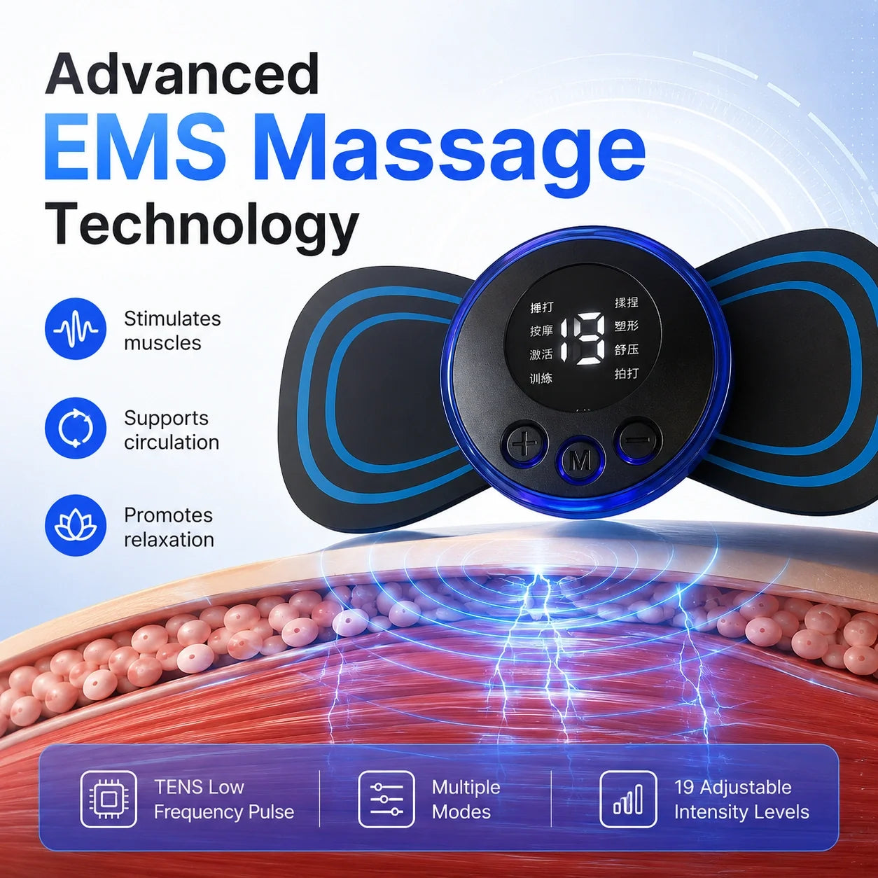 EMS Neck Massager USB Rechargeable | Portable Cervical & Body Pain Relief Massager with 8 Modes