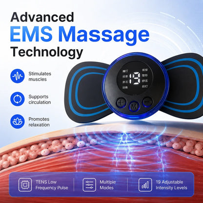 EMS Neck Massager USB Rechargeable | Portable Cervical & Body Pain Relief Massager with 8 Modes