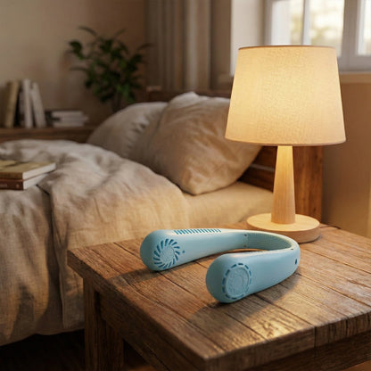 Rechargeable Hanging Neck Fan – Hands-Free Portable Cooling Fan (1 Pc)