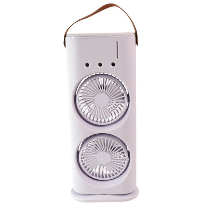 Double Head Mist Cooling Fan with Remote | 3-Speed USB Rechargeable Air Cooler for Desk & Bedroom (1 Pc  With Remote)