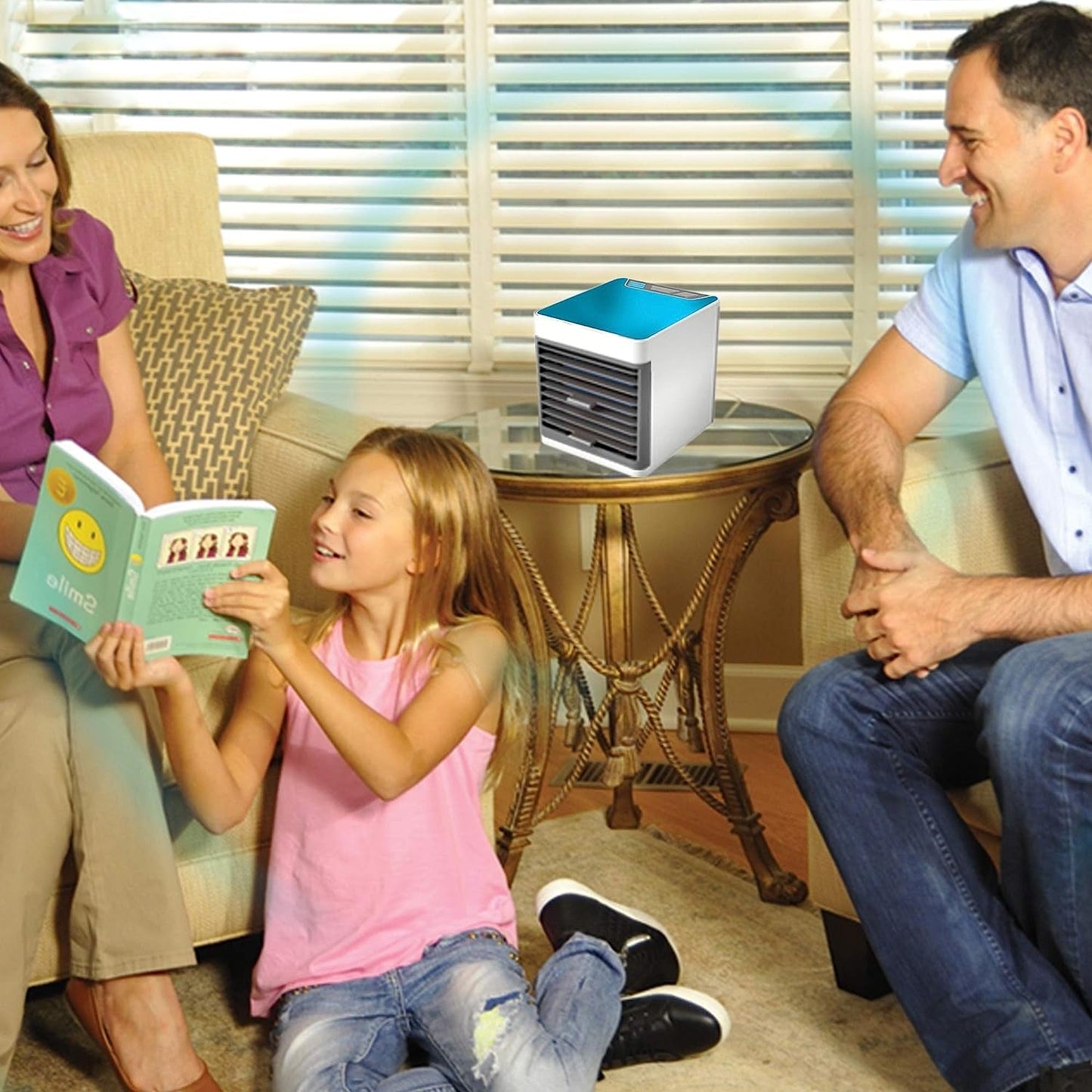 Mini Portable Air Cooler with LED Light | USB Personal AC Fan for Desk, Bedroom & Office